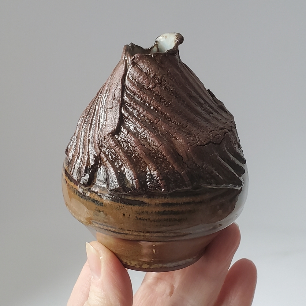 Signed Studio Pottery Vase Unique Variety of Smooth and Textures in this Piece